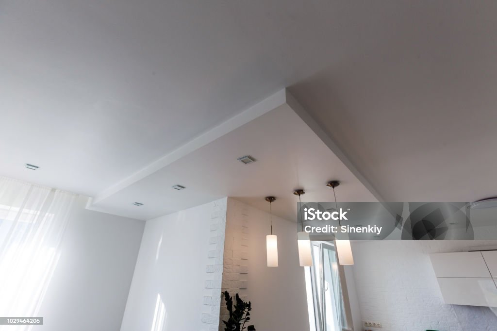 Gypsum board ceiling of house at construction site